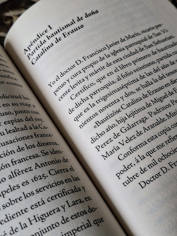 Interior de Historia de la monja alférez - Apéndice